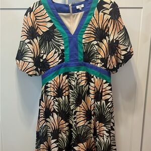 Voy Blue and Green Colorblock Dress